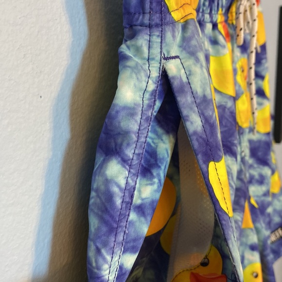 Neff Mens Size Medium Swim Suit Trunks Shorts Rubber Duck Print Yellow Blue - Picture 2 of 11